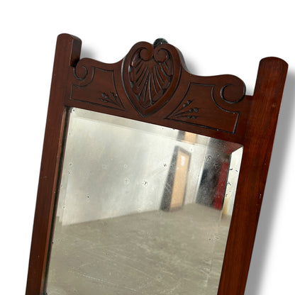Antique French Dark Wood Country Mirror