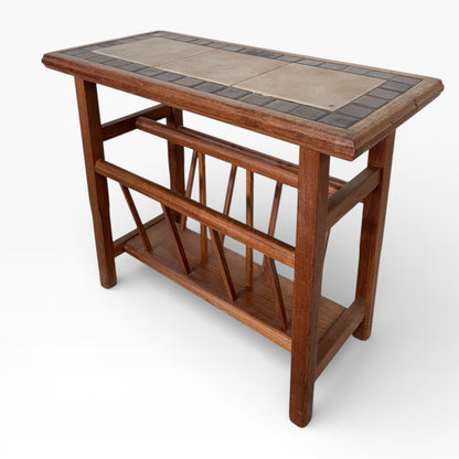Mid-Century Teak Tiled Magazine Rack / Side Table