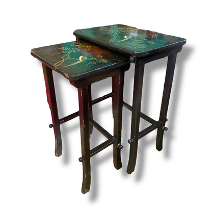 Vintage 1930s Chinese Black Lacquered Nest of Tables