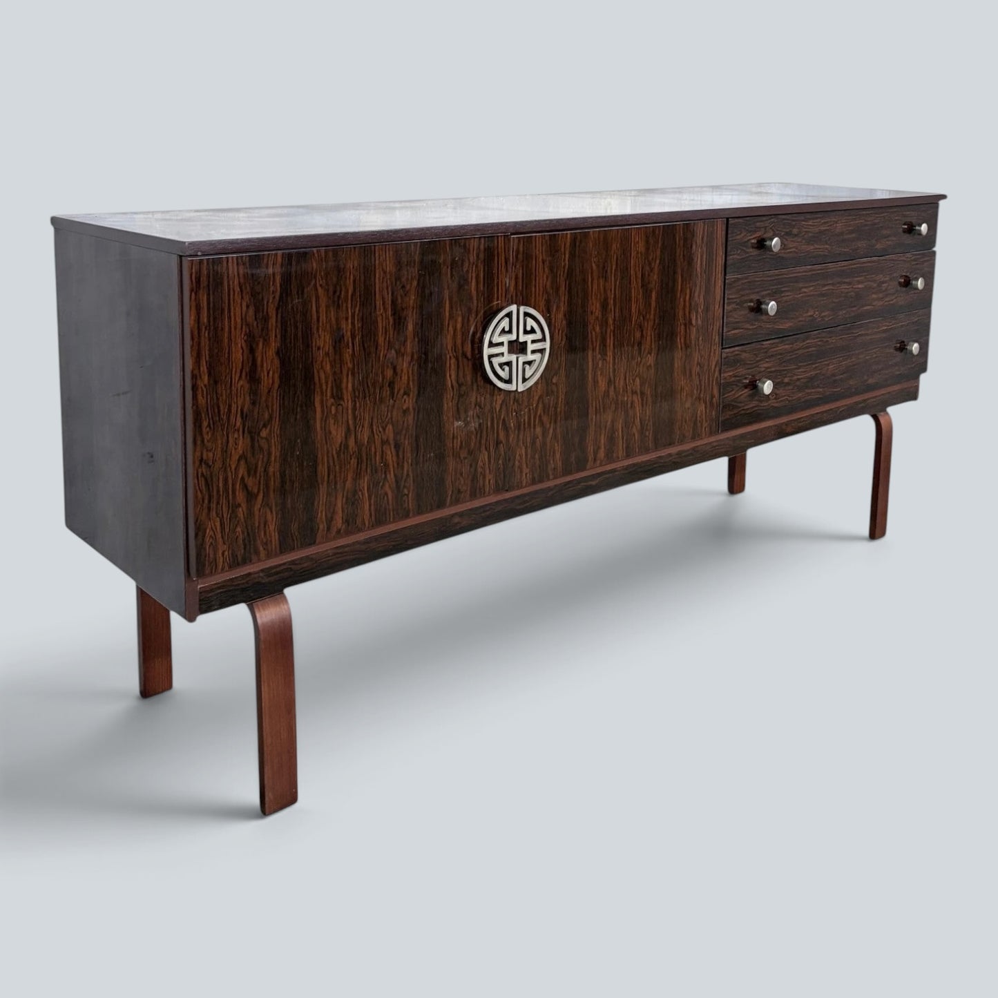 Mid Century Schreiber Rosewood Effect Formica Sideboard Cabinet