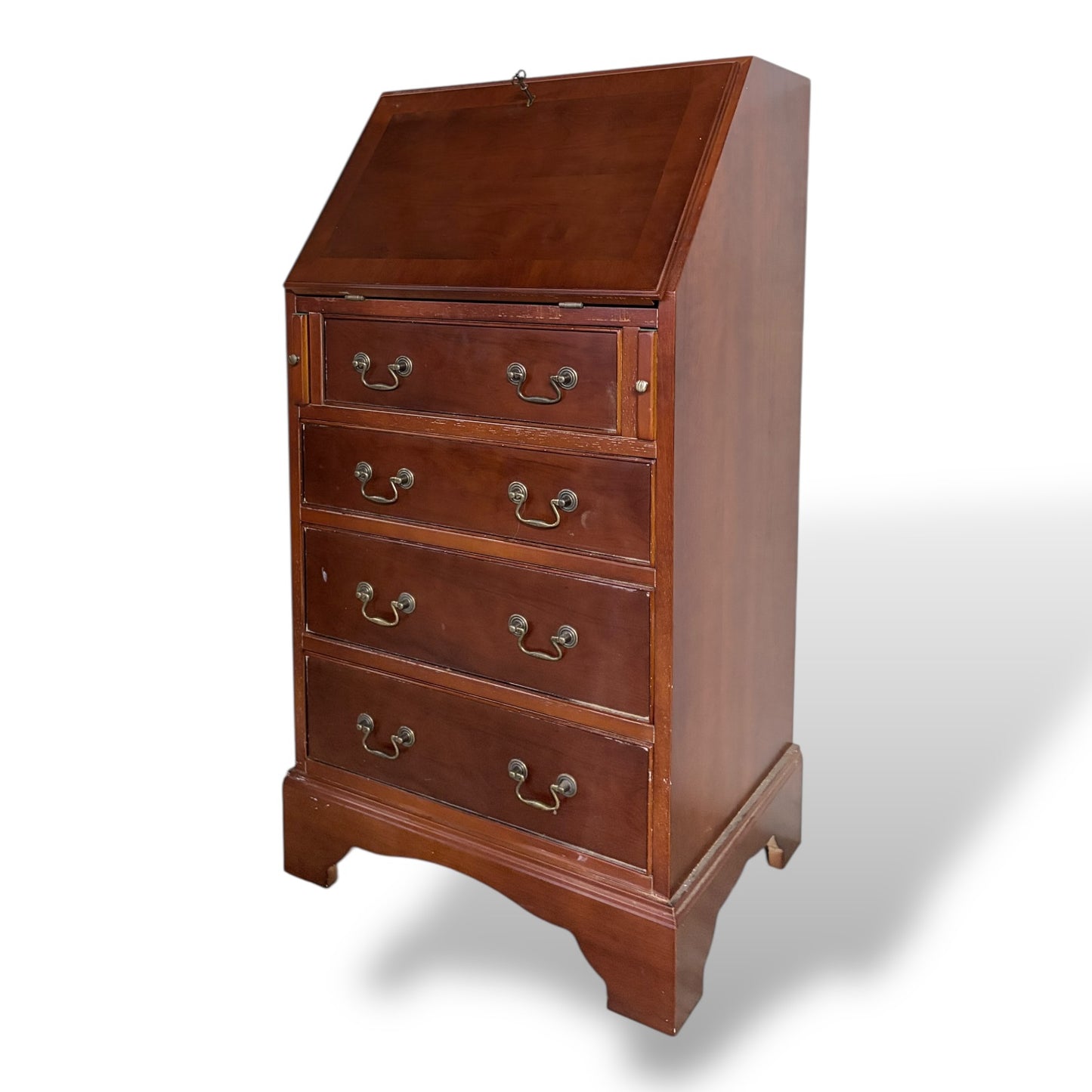 Vintage Yew Wood Compact Bureau Writing Desk