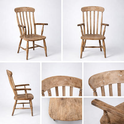 Antique Pine & Elm Farmhouse Armchair