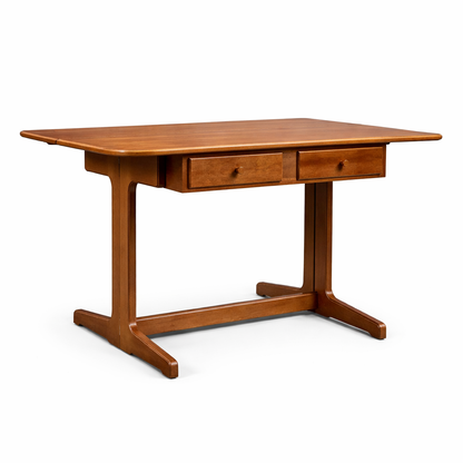 Danish Teak & Oak Drop Leaf Dining Table Desk
