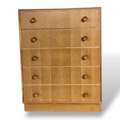 Mid-Century Meredew Oak Tallboy Chest of Drawers — view 3