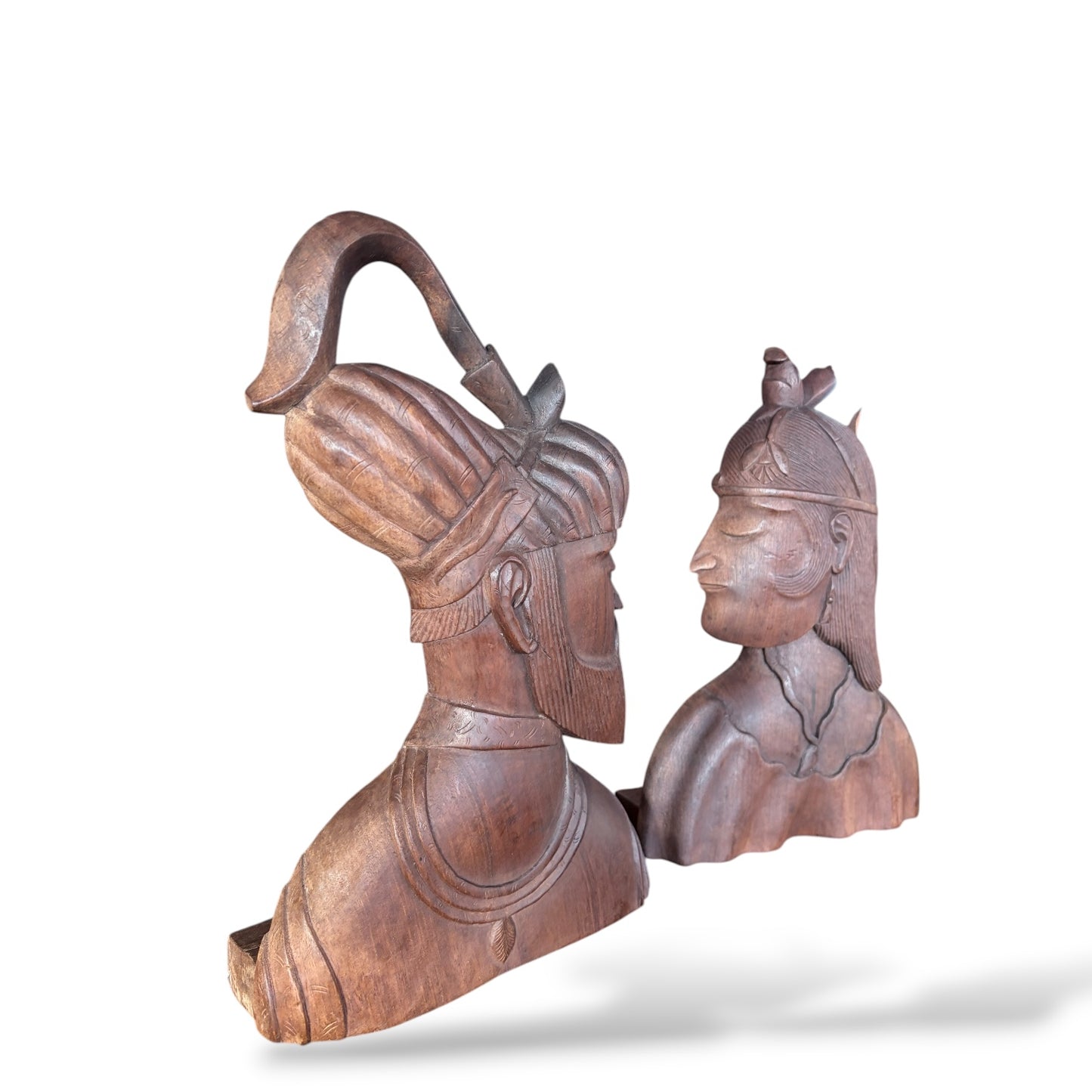 Ottoman Empire Busts - Hand Carved Wooden Sculptures | Mid Century Decor