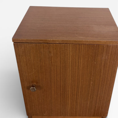 Vintage Teak Bedside Cabinet – Mid-Century Nightstand with Single Cupboard Shelf