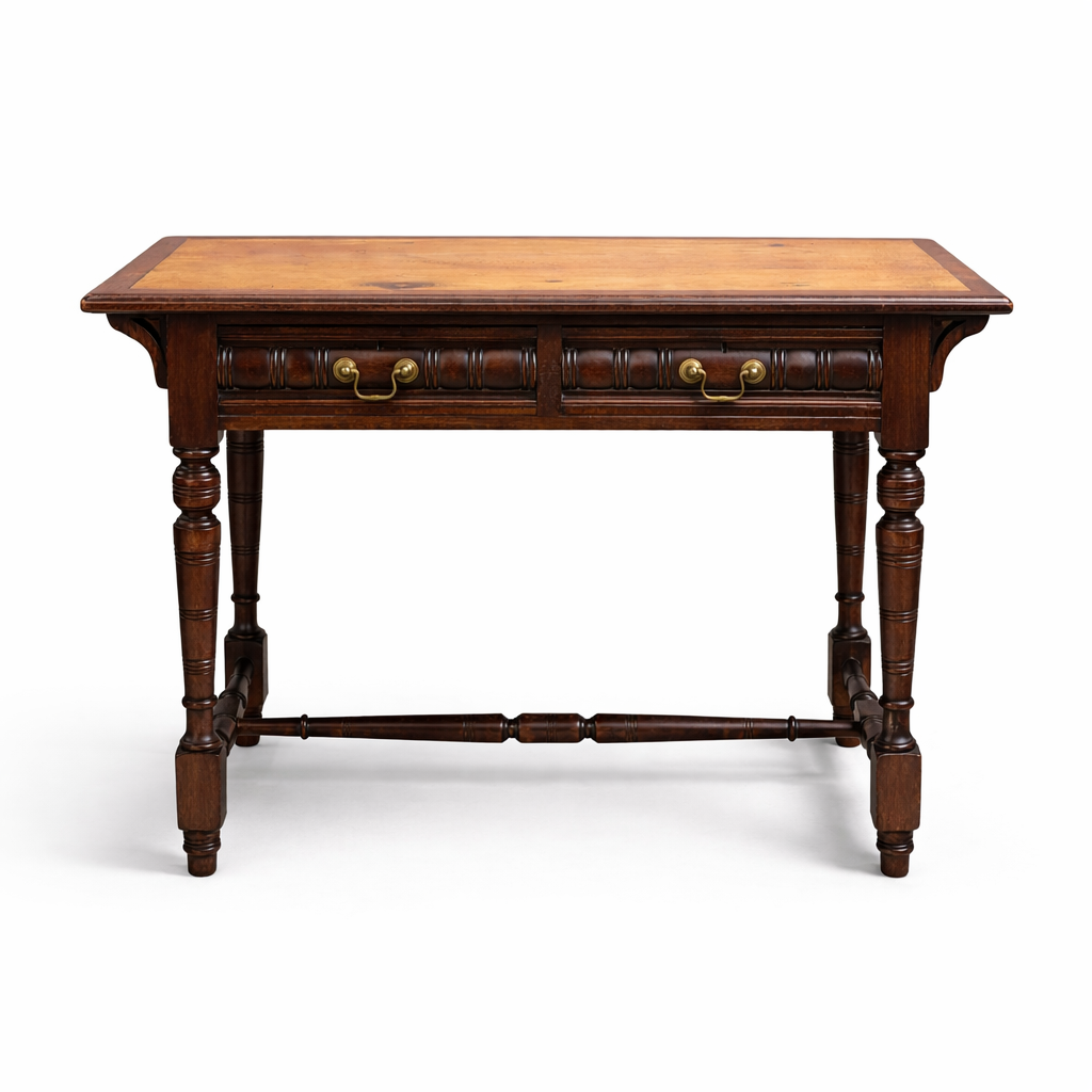 Mahogany, Pine & Oak Console Table with Two Drawers