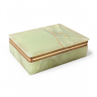 Italian Onyx Jewellery Box – Polished Green Marble Mid Century Jewelry Storage
