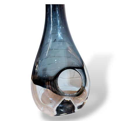 Mid Century Smoky Sklo Art Glass Vase with Circular Cut-Out, c.1970s — view 5