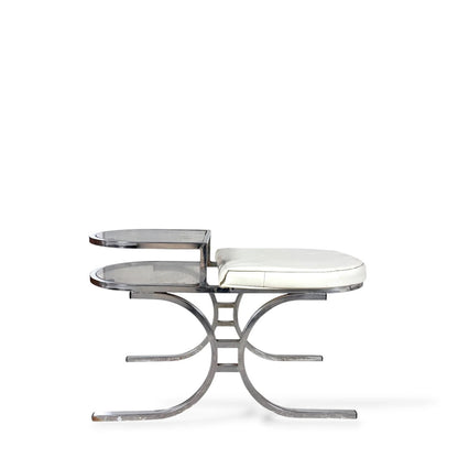 Mid-Century Chrome & Smoked Glass Space Age Telephone Bench