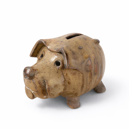Vintage Studio Pottery Pig Money Bank – Handcrafted Ceramic Piggy Bank