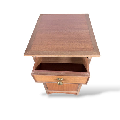 Pair of Mid Century Vintage Bedside Cabinets – Wooden Mismatched Nightstands with Storage
