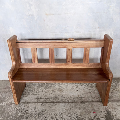 1950s Yorkshire Oak & Pine Church Pew Bench with Hand-Carved Mouse | Mouseman Inspired