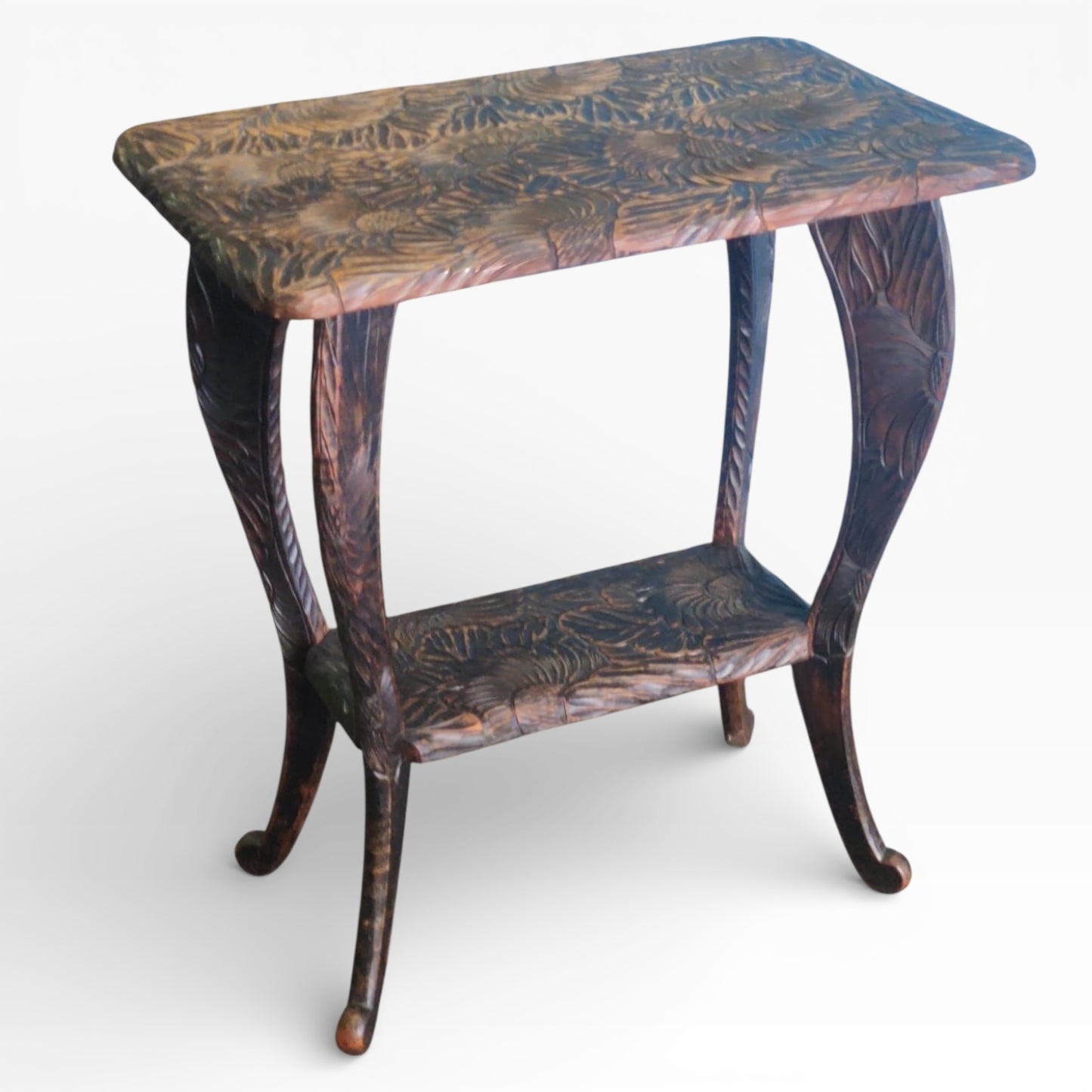 Antique Liberty & Co Japanese Carved Arts & Crafts Side Table / Plant Stand, c.1900
