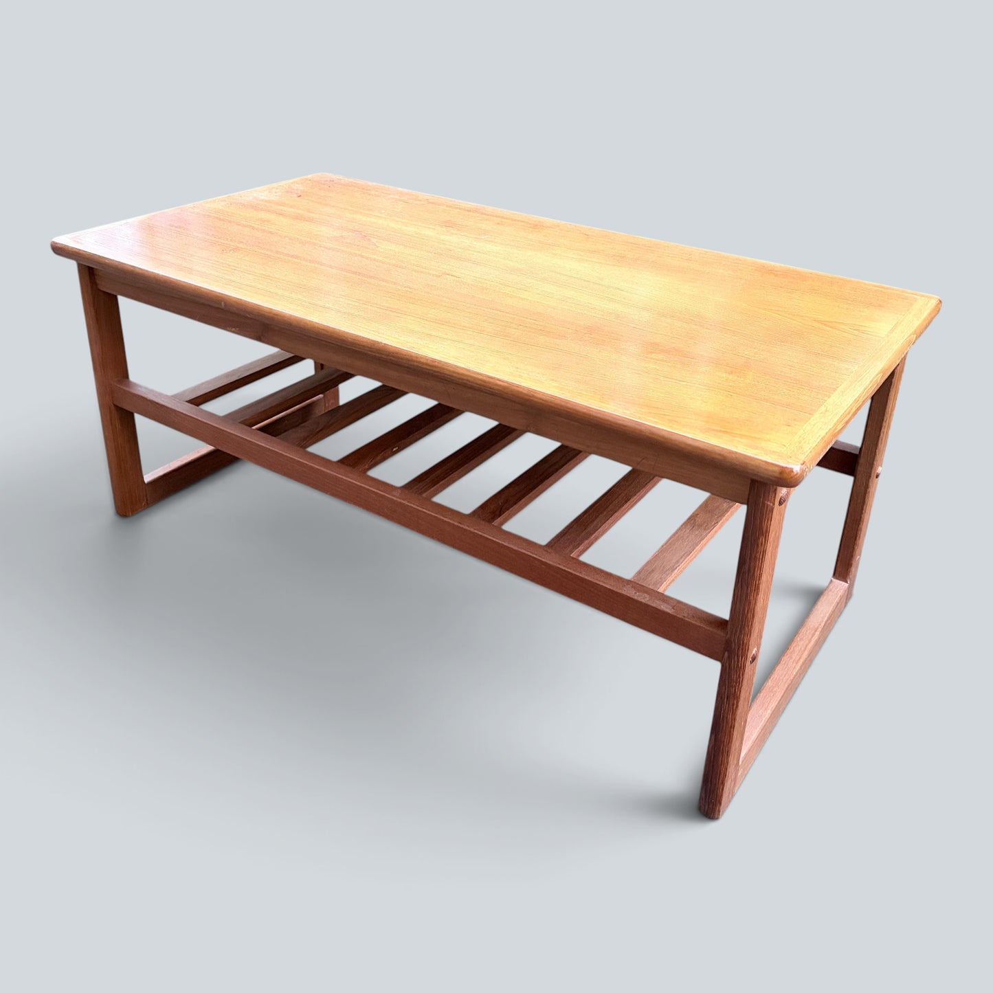 Mid-Century Homeworthy Teak Coffee Table with Magazine Rack