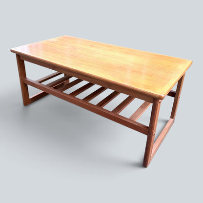 Mid-Century Homeworthy Teak Coffee Table with Magazine Rack