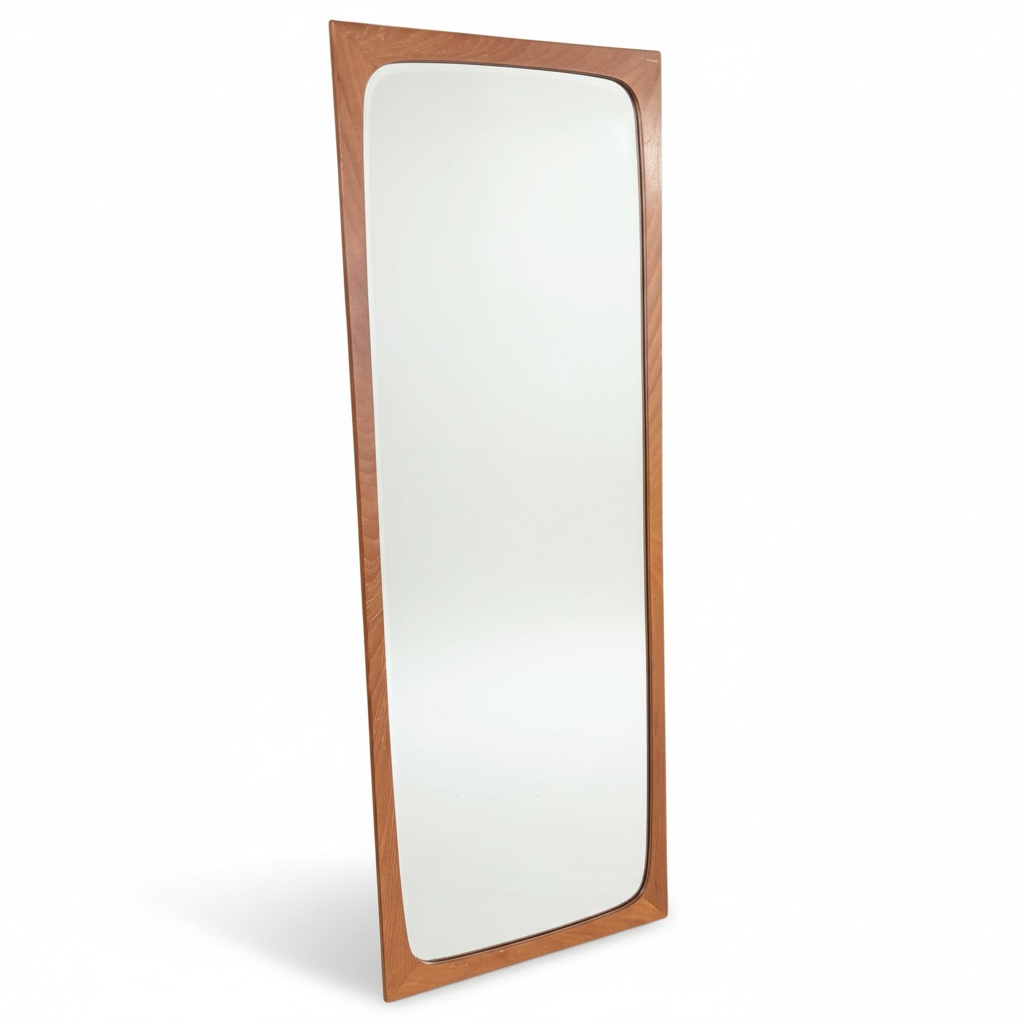 Danish Teak Wall Mirror – Mid Century Modern Vintage 1960s Scandinavian Design