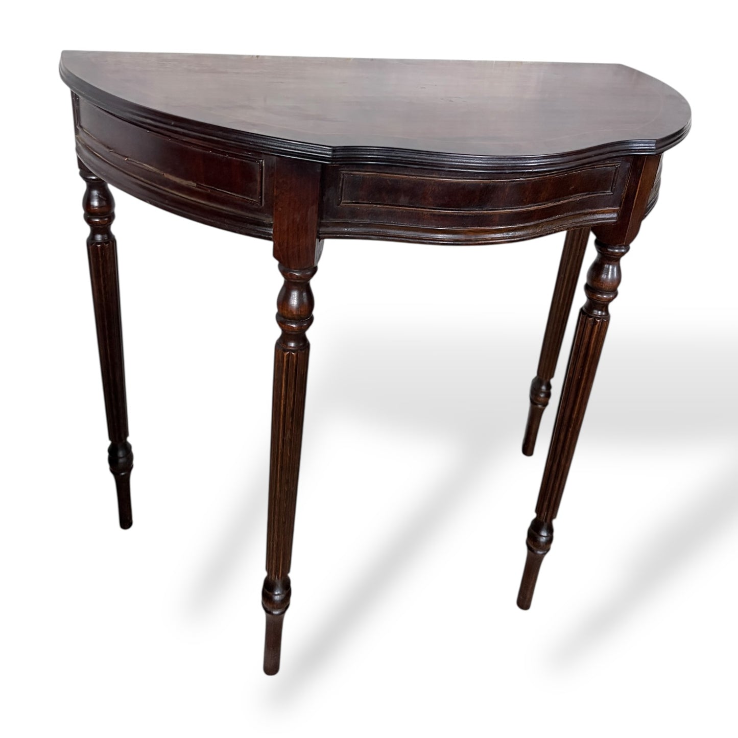Vintage Mahogany Demi-Lune Hallway Table with Drawer