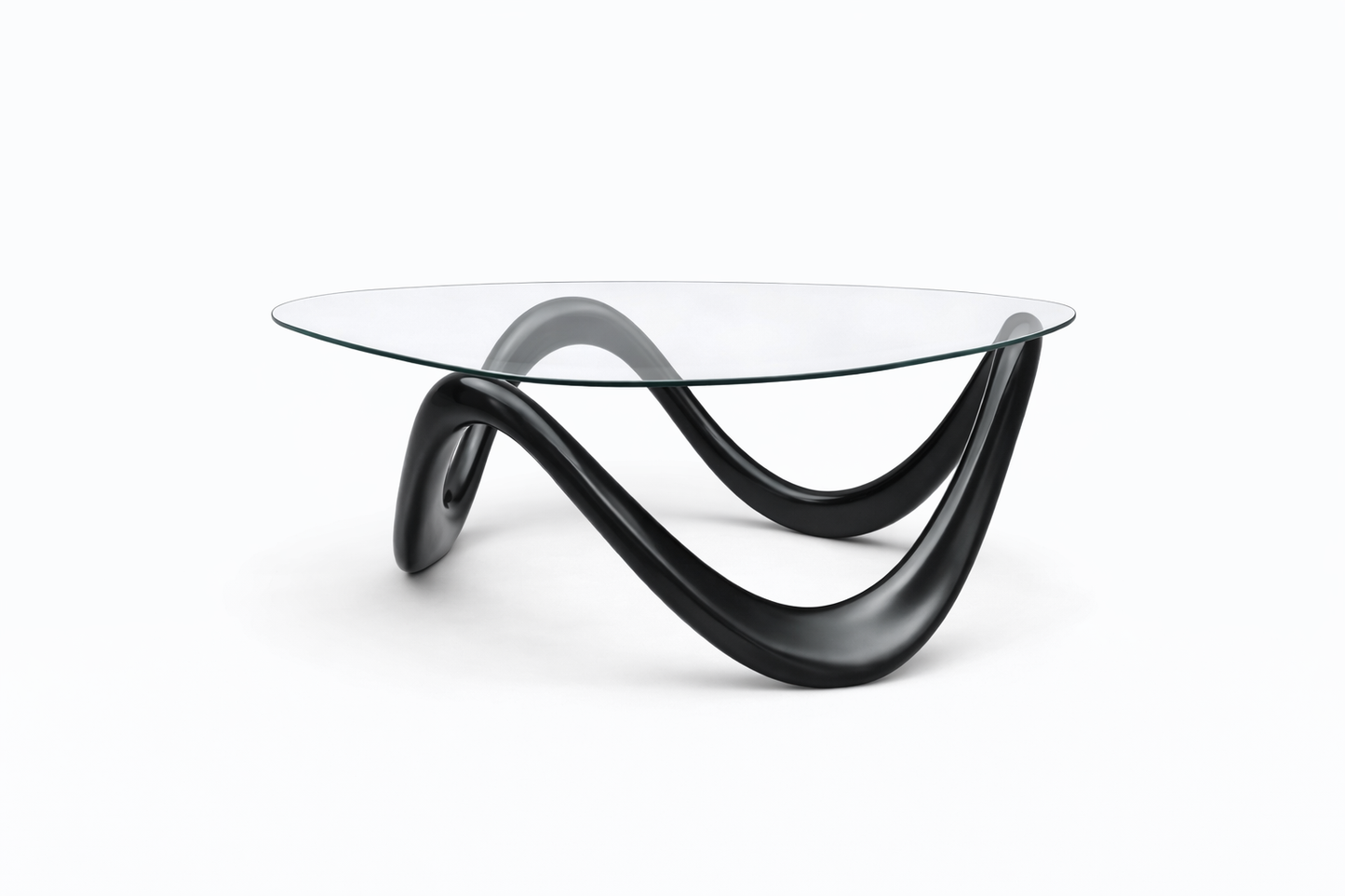 Rounded Triangular Glass Coffee Table with Pop Art Base
