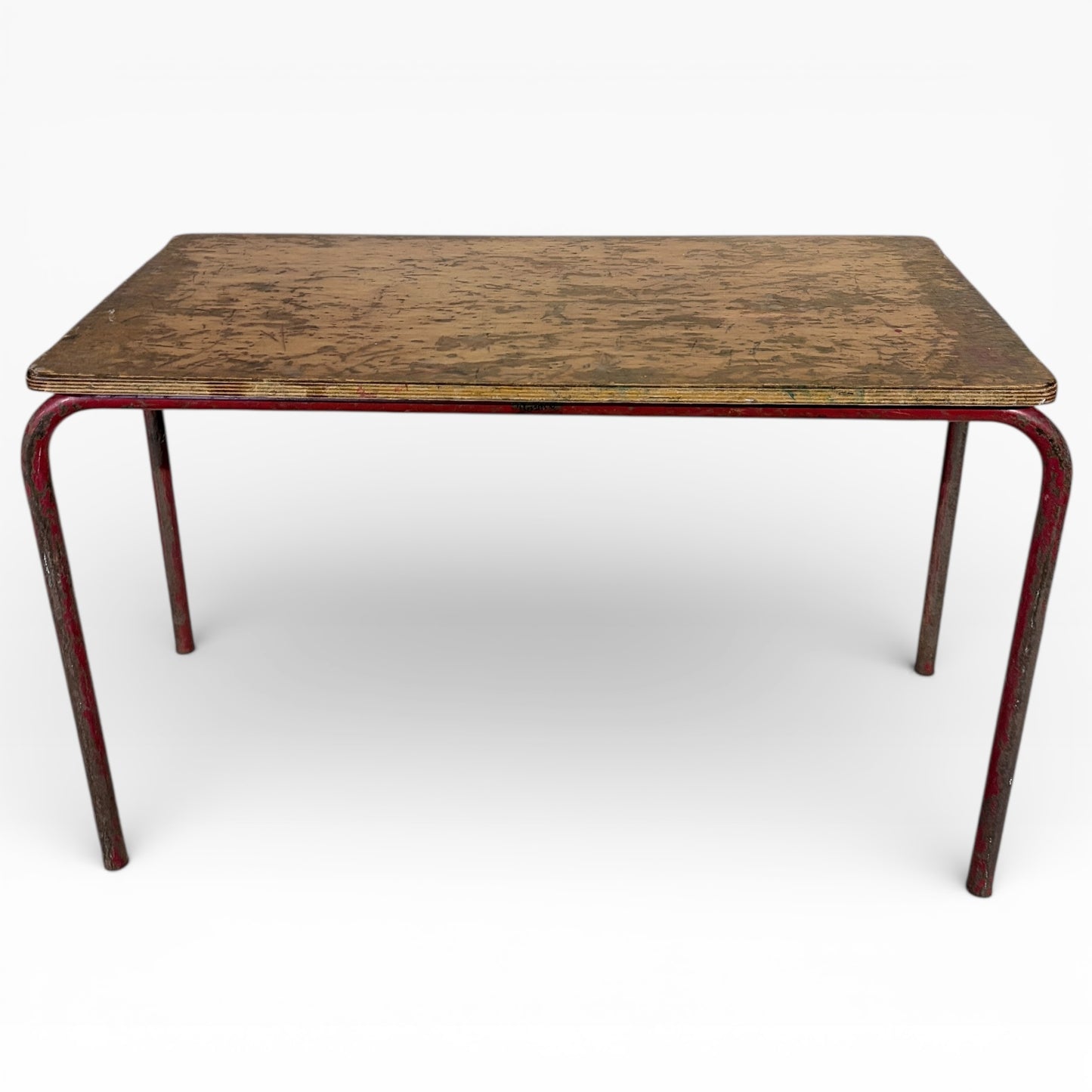 Vintage School Desk Coffee Table | Industrial Child’s Desk Table | Mid-Century Educational Furniture
