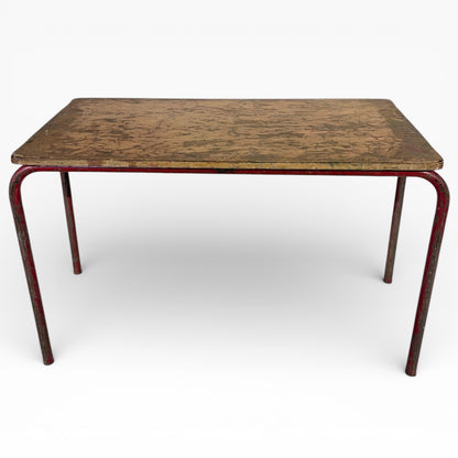 Vintage School Desk Coffee Table | Industrial Child’s Desk Table | Mid-Century Educational Furniture