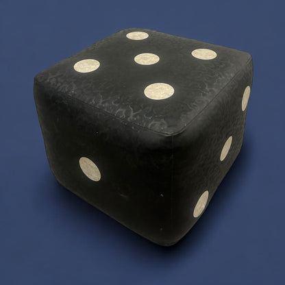 Mid century leather dice pouffe stool