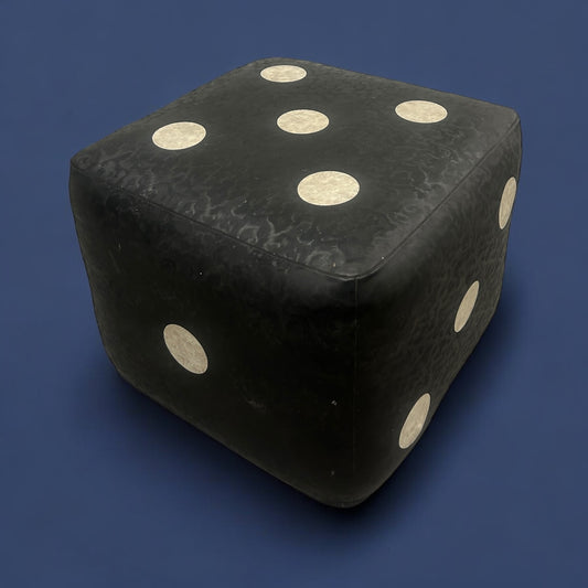 Mid century leather dice pouffe stool