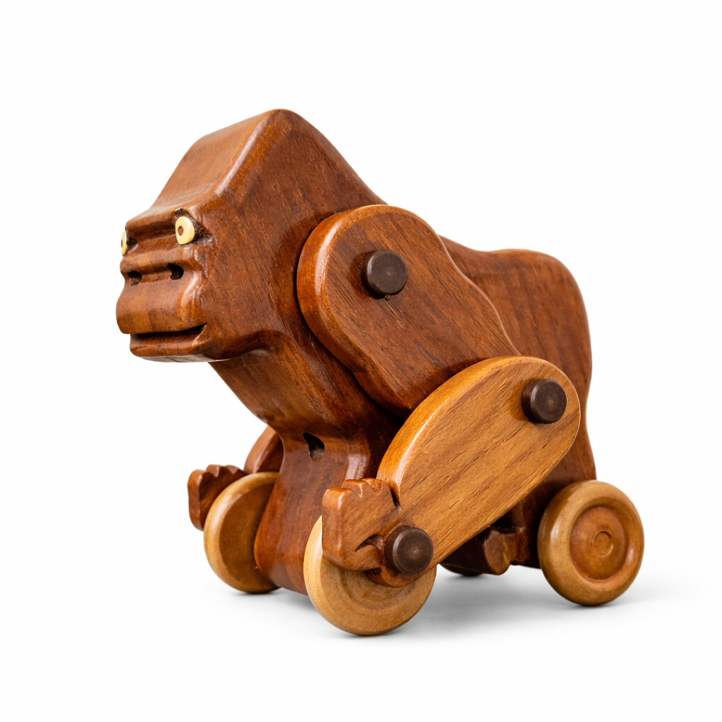 Mid Century Articulated Wooden Gorilla Toy Sculpture — view 2