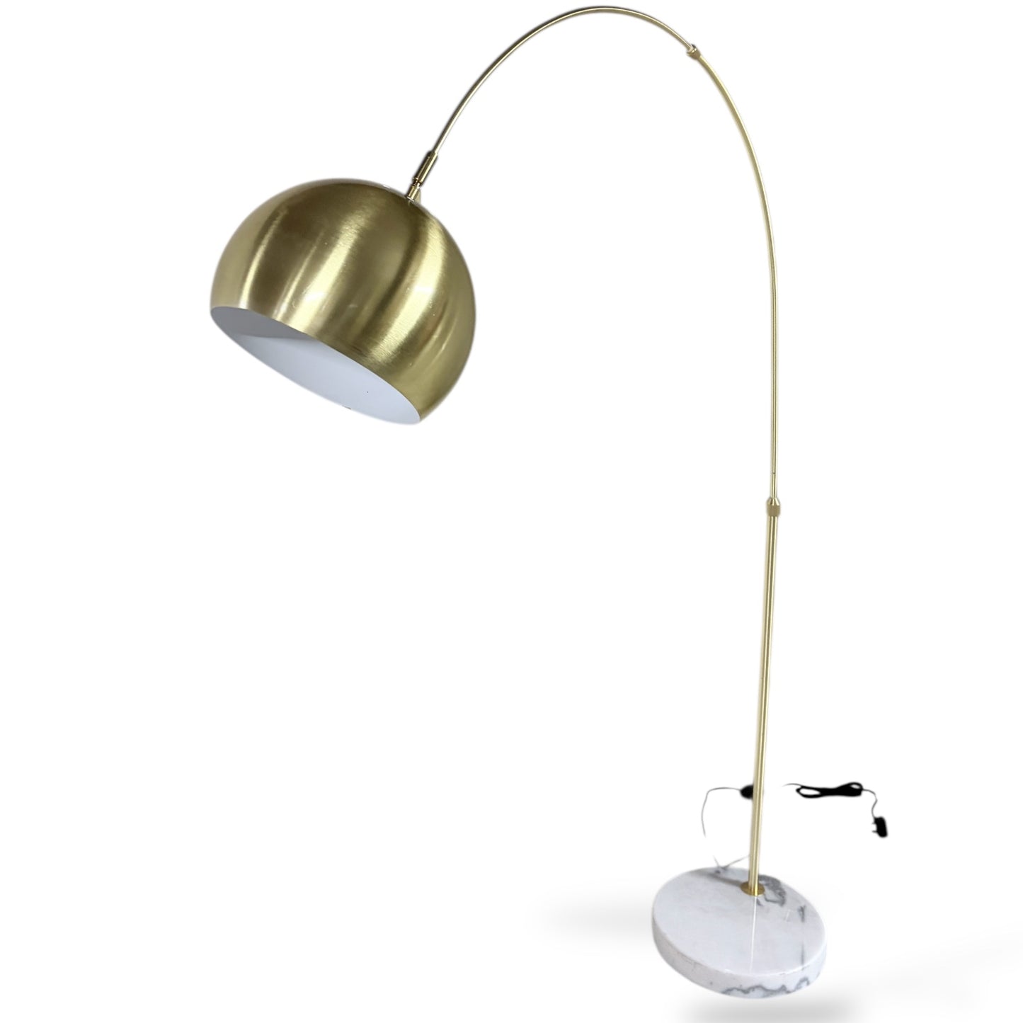 Mid Century Floor Lamp – Brass Arc Overhanging Reading Light with Marble Base