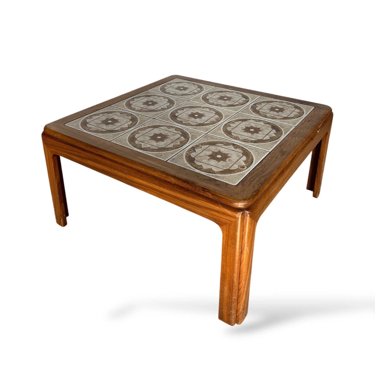 Vintage Teak Coffee Table – Mid Century Modern Square Ceramic Tiled Top