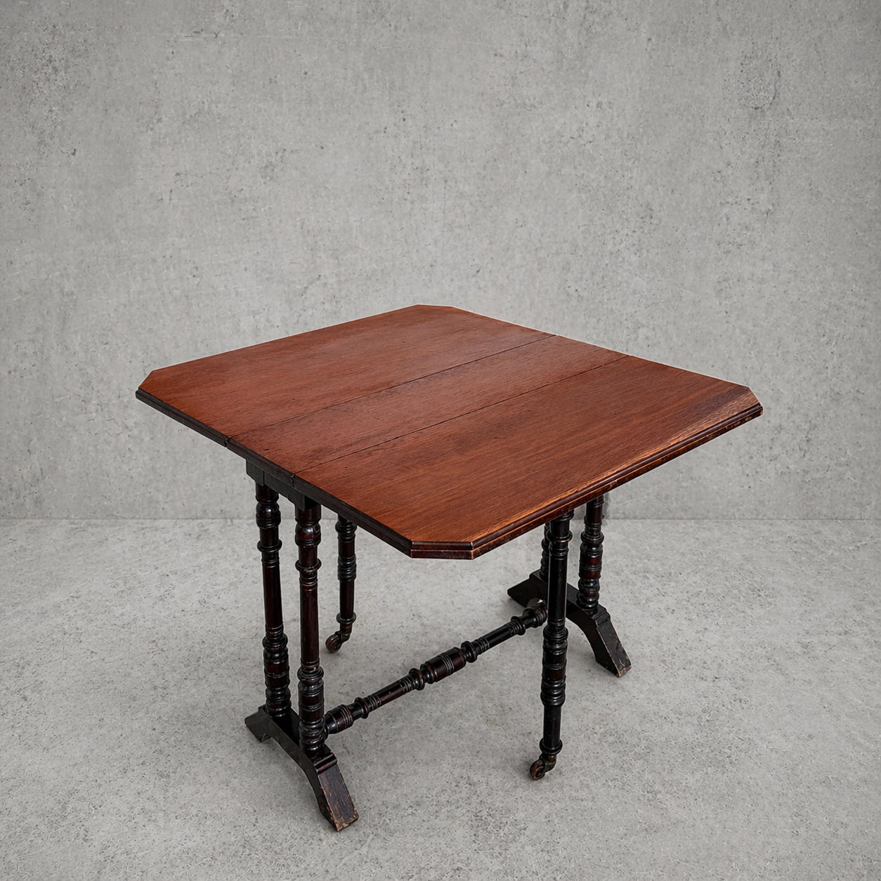 Victorian Teak & Mahogany Gateleg Side Table – Small Drop Leaf Occasional Table