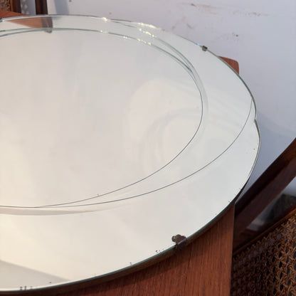 Art Deco Revival Hollywood Regency Layered Circular Wall Mirror | Bevelled