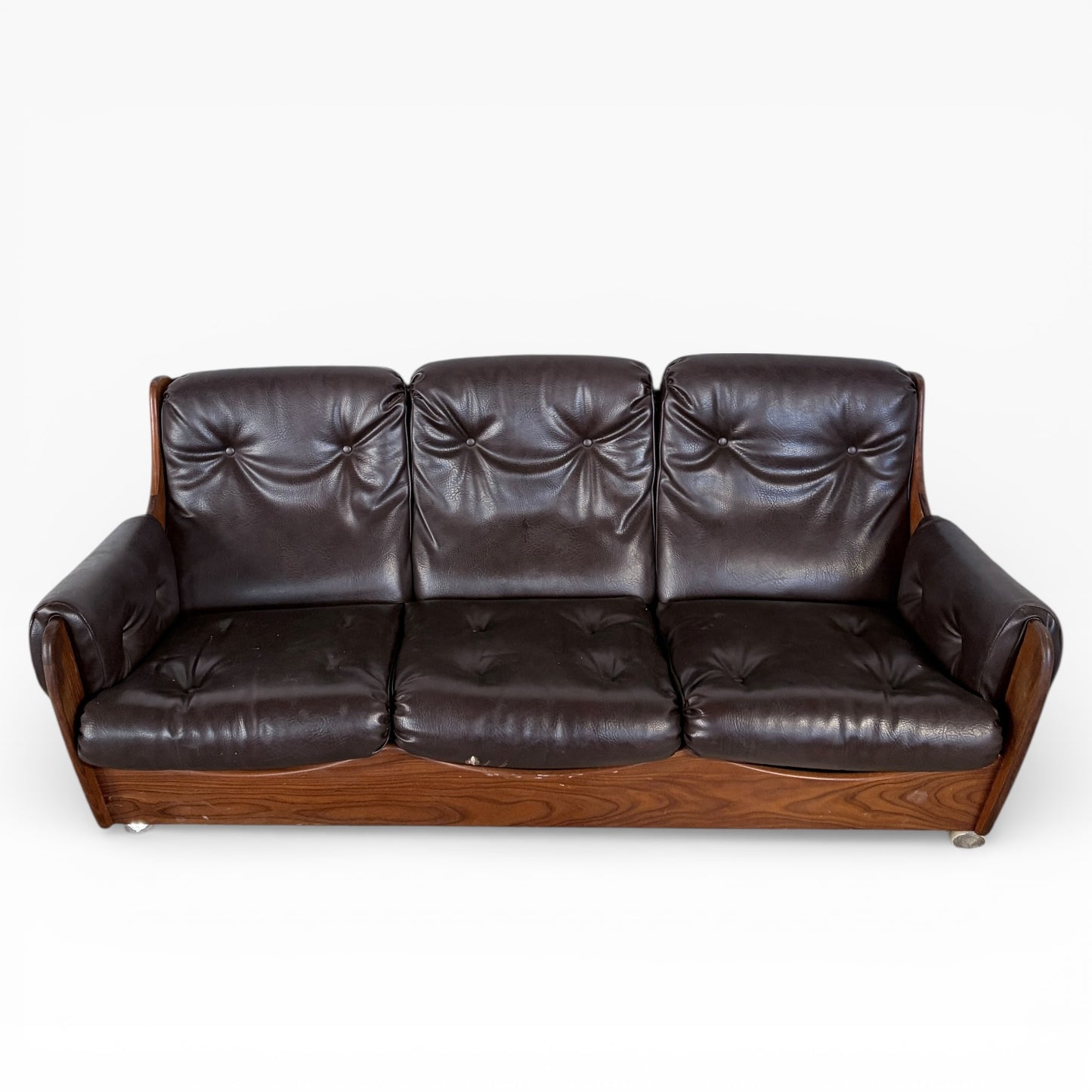 Vintage G Plan Saddleback Brown Leather Three-Seater Sofa