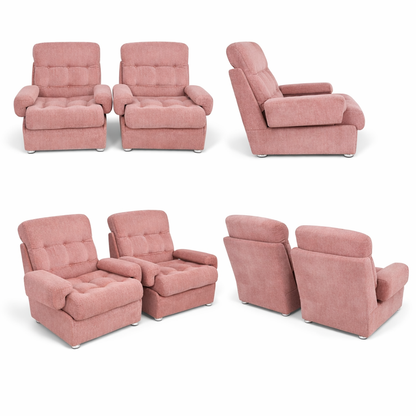 Mid-Century Dusty Pink Modular Sofa Armchairs by Heals (Pair)