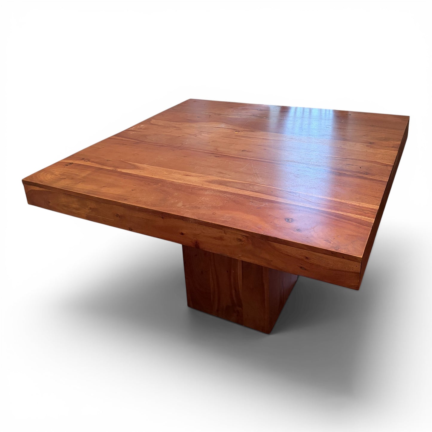 Vintage Solid Mango Wood Square Pedestal Dining Table