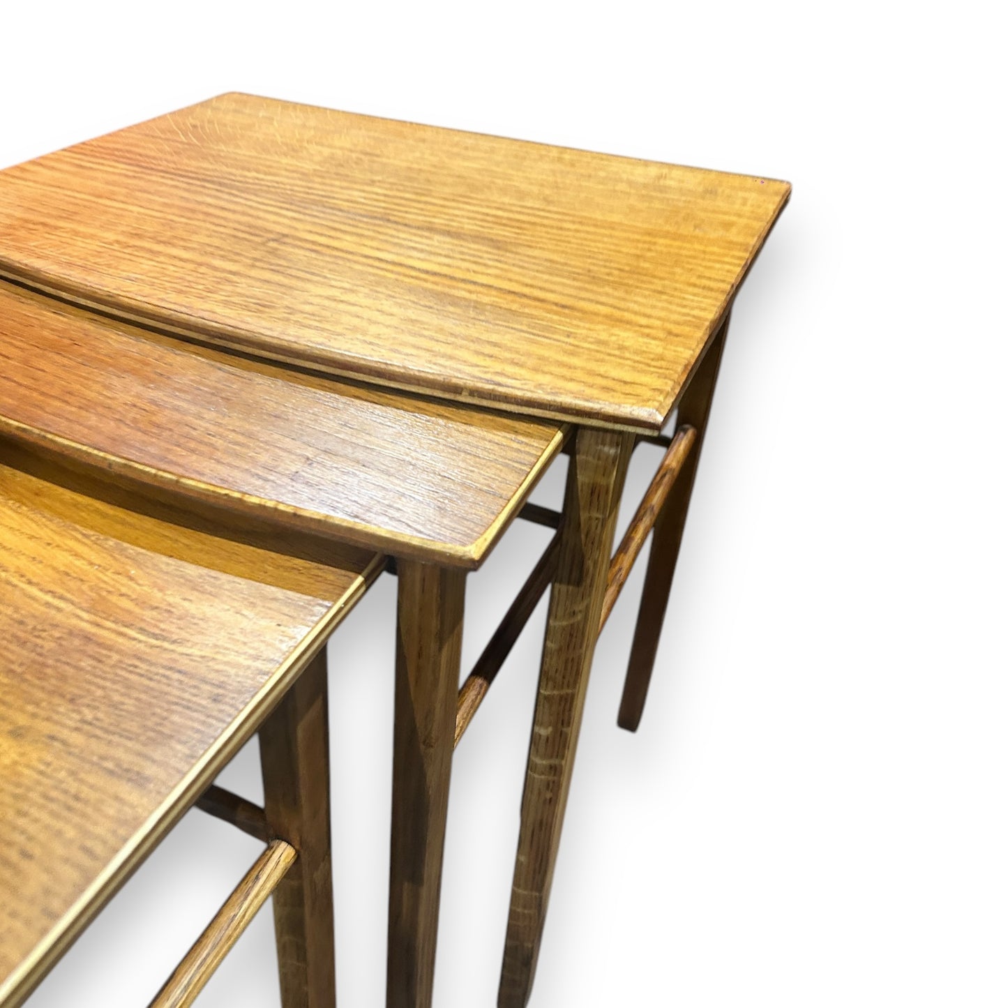 Mid Century Oak Wood Nest of Tables