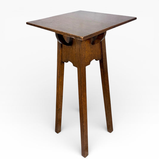 Arts Crafts Plant Stand – Solid Oak Occasional Table With Square Top