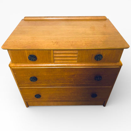 Mid Century Chest Drawers – Vintage Teak Dresser With Decorative Handles