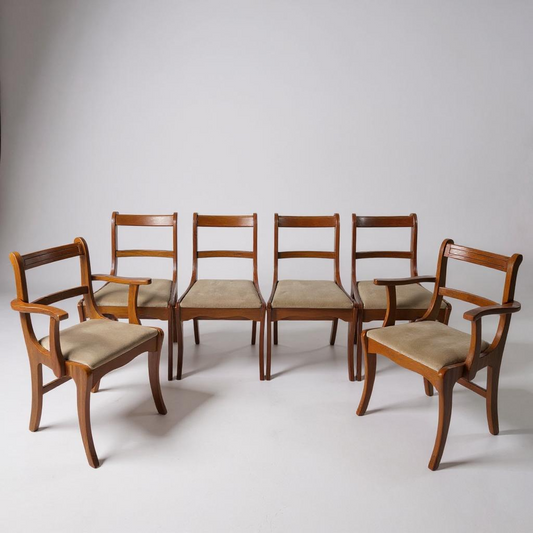 Mid Century Modern English Set of Six Dining Chairs
