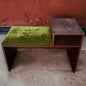 Mid Century Dark Wood and Green Telephone Seat Table