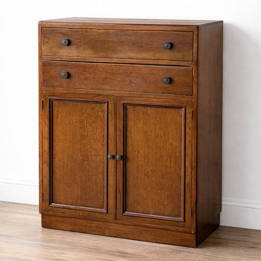 Vintage Arts and Crafts Oak Pantry Cabinet with Drawers