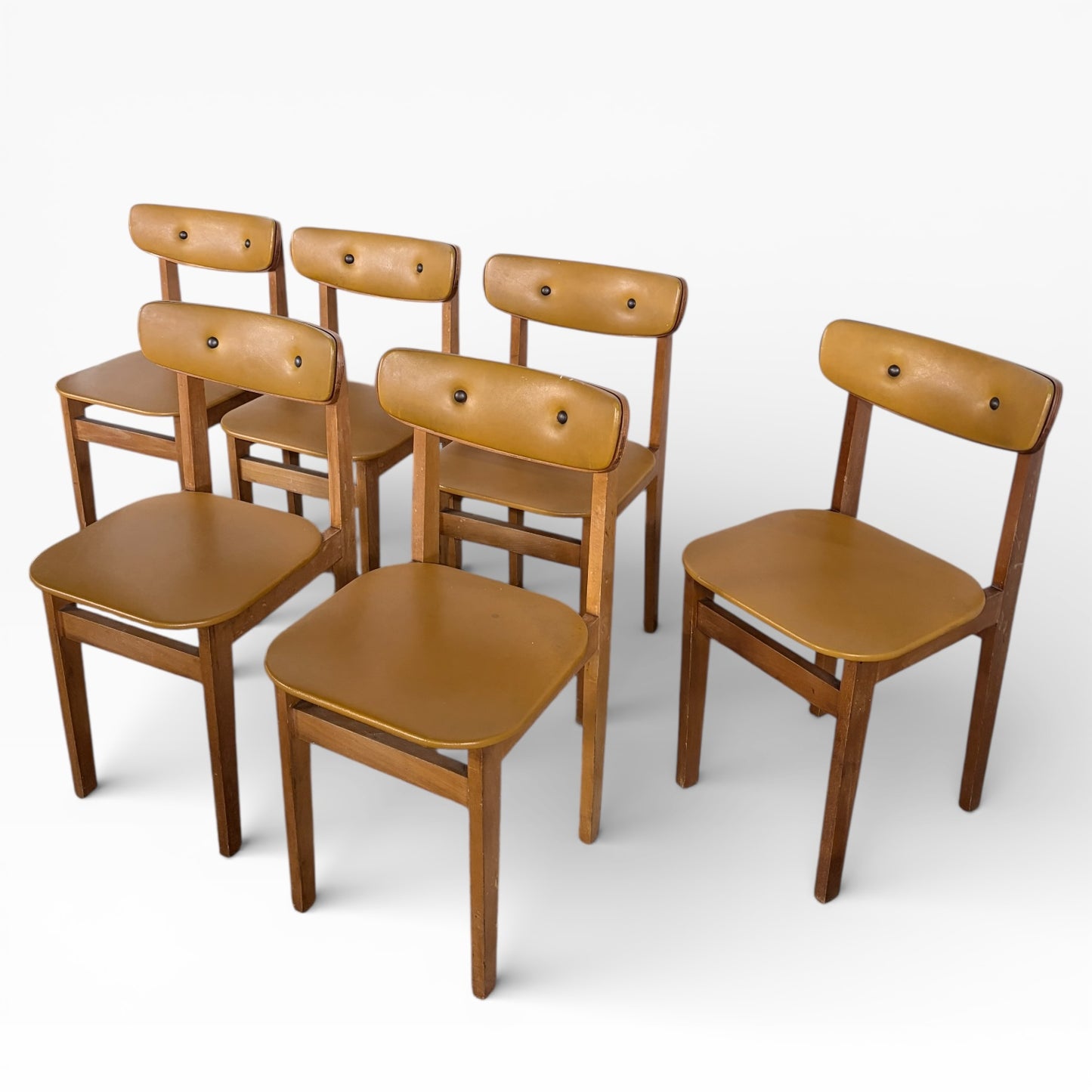 Yellow Vinyl Butterfly Back Dining Chairs (Set of Six)