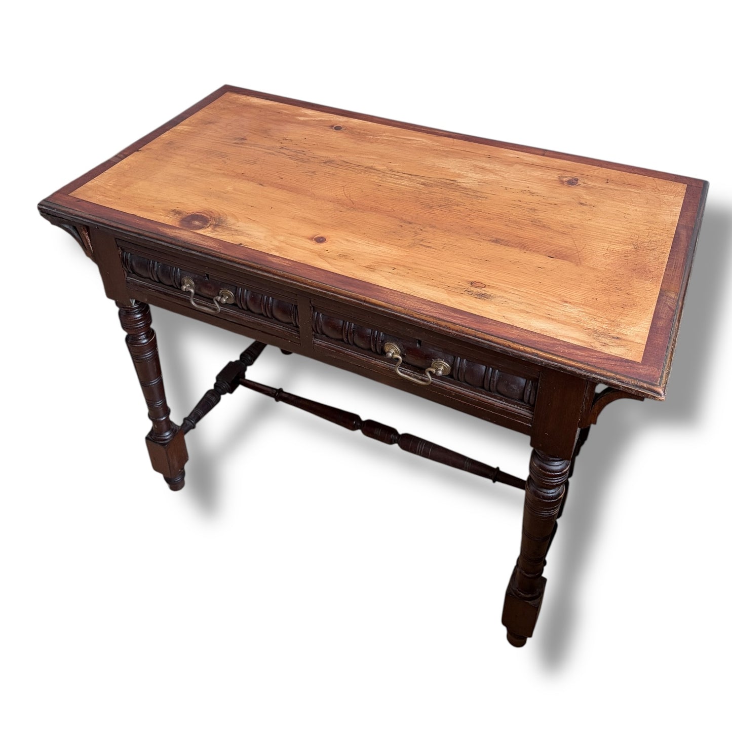 Mahogany, Pine & Oak Console Table with Two Drawers