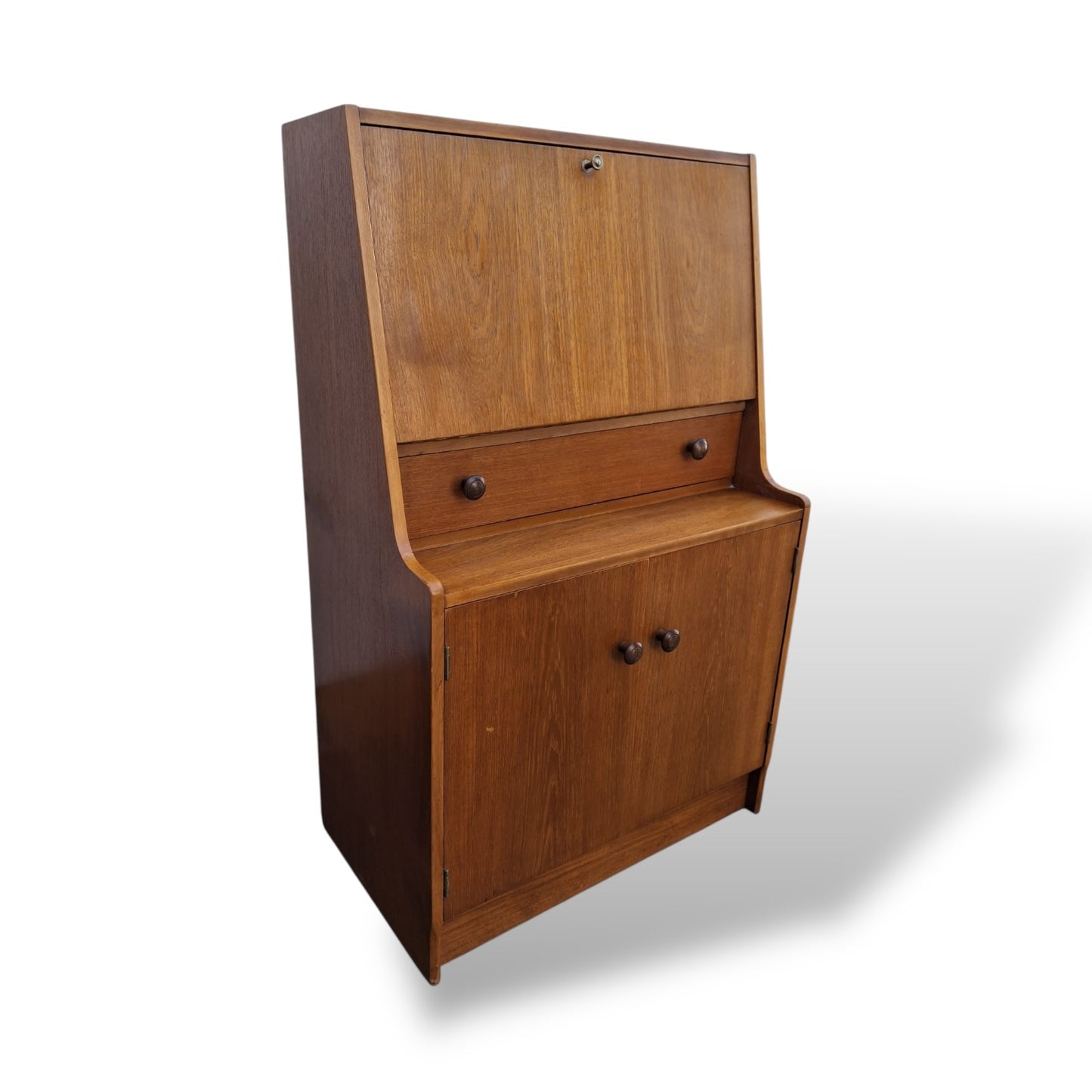 Mid Century Remploy Teak Writing Bureau / Compact Fall Front Desk