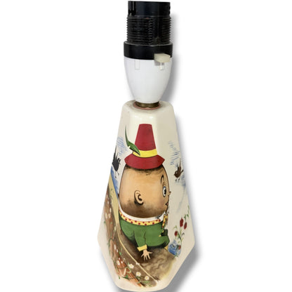 Vintage Ceramic Lamp – Hand-Painted Humpty Dumpty Table Lamp Base with Storybook Design