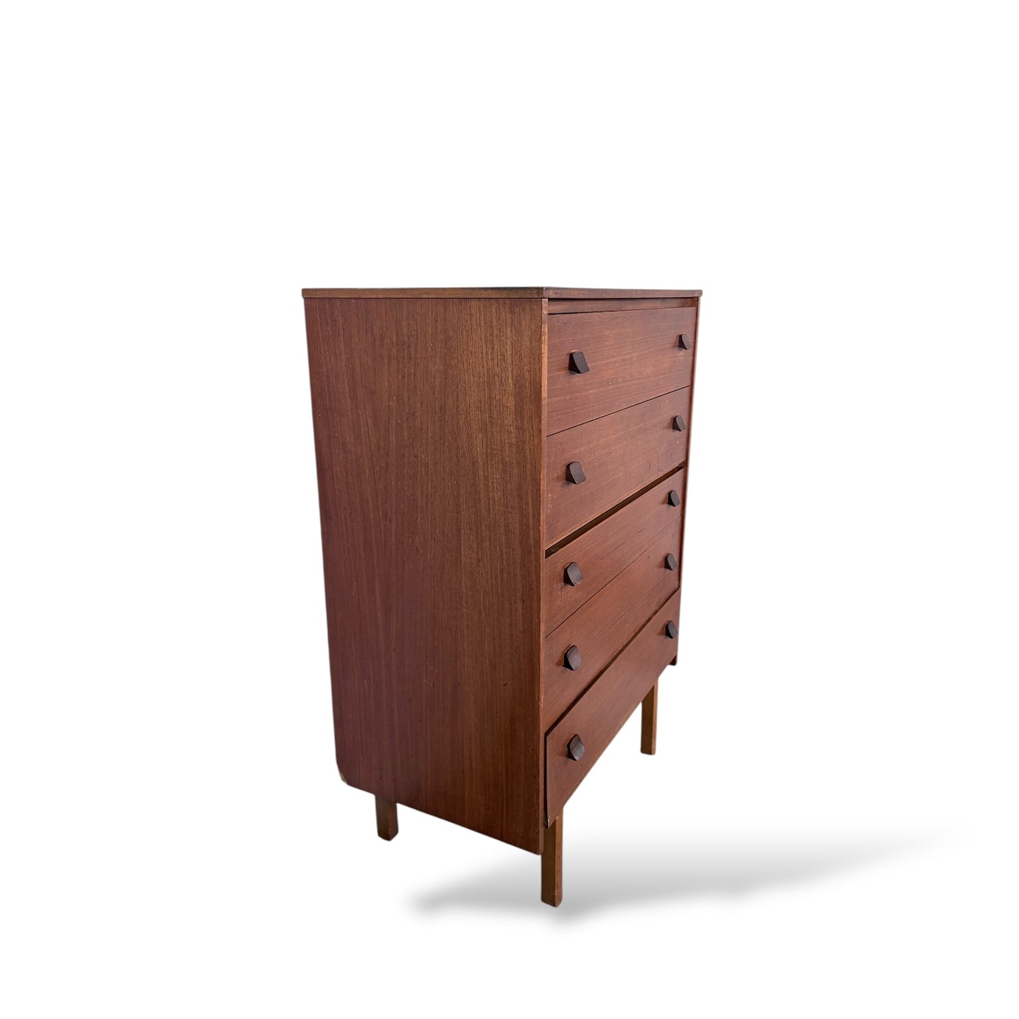 Mid-Century Teak Tallboy Chest of Drawers – Five Drawer Danish Style