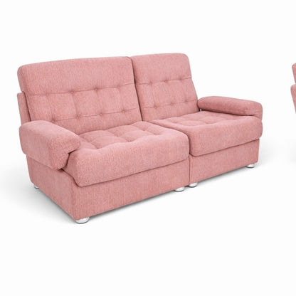 Mid-Century Modular Two-Seater Sofa with Integrated Armchair – Dusty Pink Upholstery (Heals Retailed)
