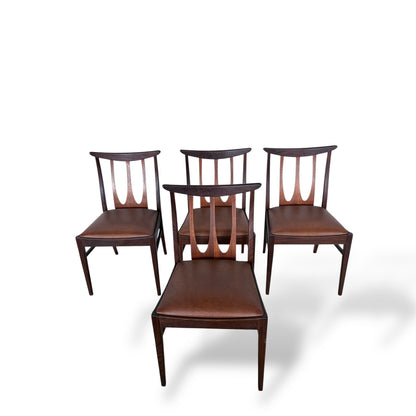G Plan Brasilia Dining Chairs – Set of Four – Teak & Brown Vinyl