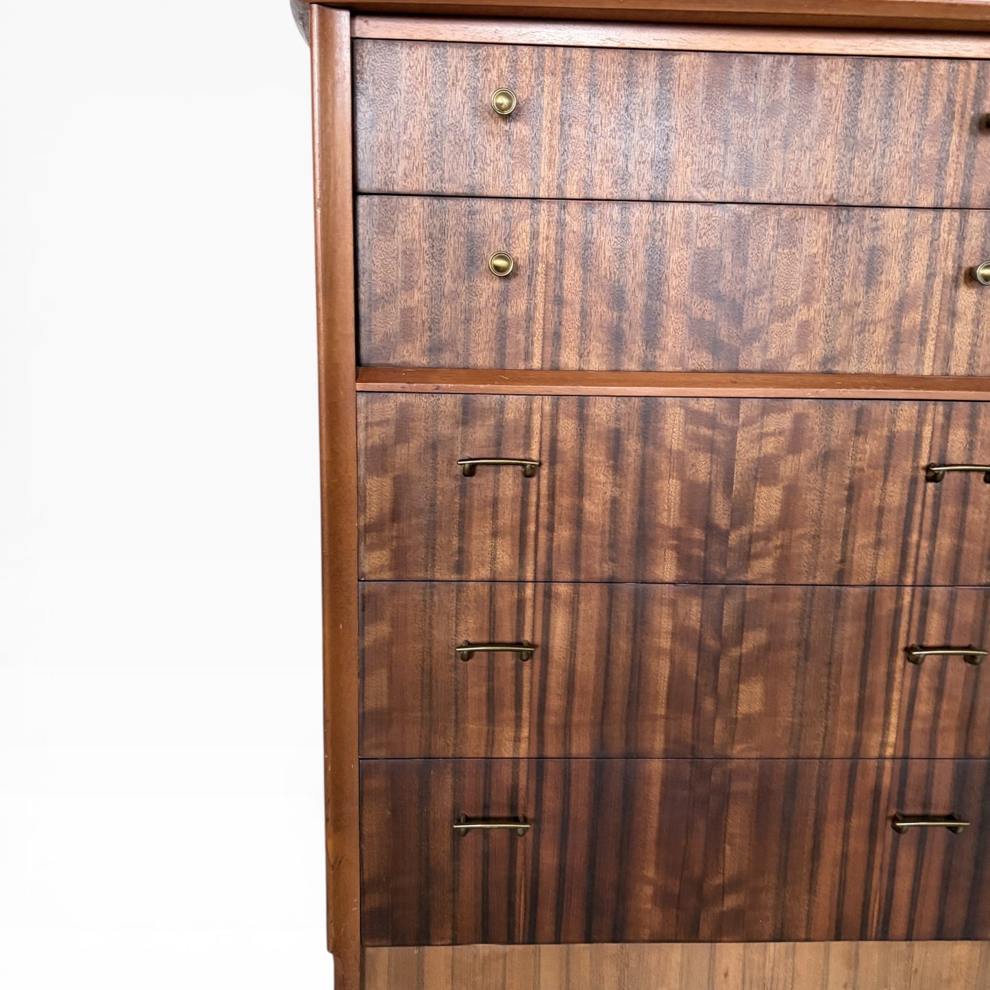 Mid Century Walnut Uniflex Tallboy Chest of Drawers