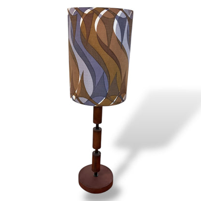 Vintage Leather & Teak-Style Table Lamp with Handmade Shade by Lightfandango — view 3